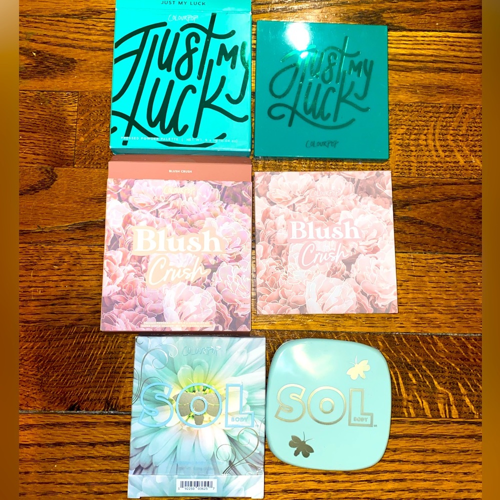 Colourpop Bundle: 2 Palettes: Just My Luck, Blush Crush, StarLight Body Powder